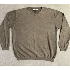 Tommy Bahama V-Neck Sweater Mens Large Brown Excellent Textured Rayon Cotton‎